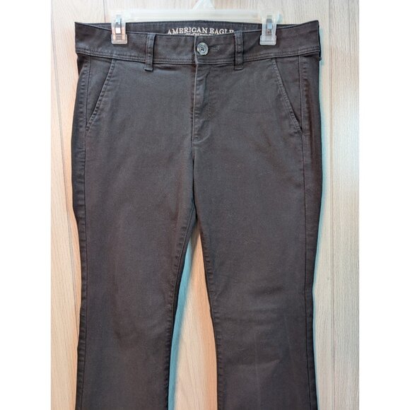 American Eagle Super Stretch Kick Boot Chino Pants Women’s Size 12 Short Black - Picture 2 of 10